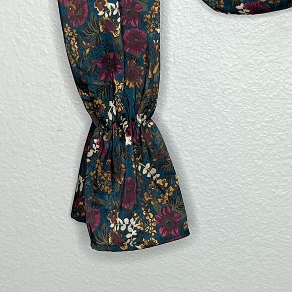 Vicolo One-Shoulder Long Sleeve Multi Color Floral Blouse Cropped Size Small - Picture 2 of 7